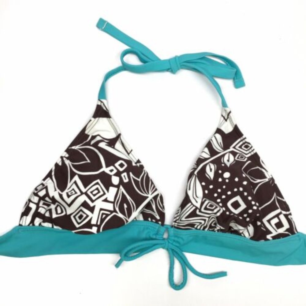 Aqua Couture Separates Brown and Teal Bikini Top Size 8